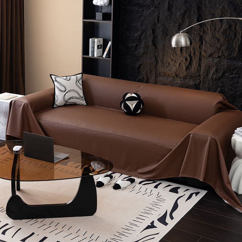 Jeté de Canapé en Simili Cuir Imperméable Marron