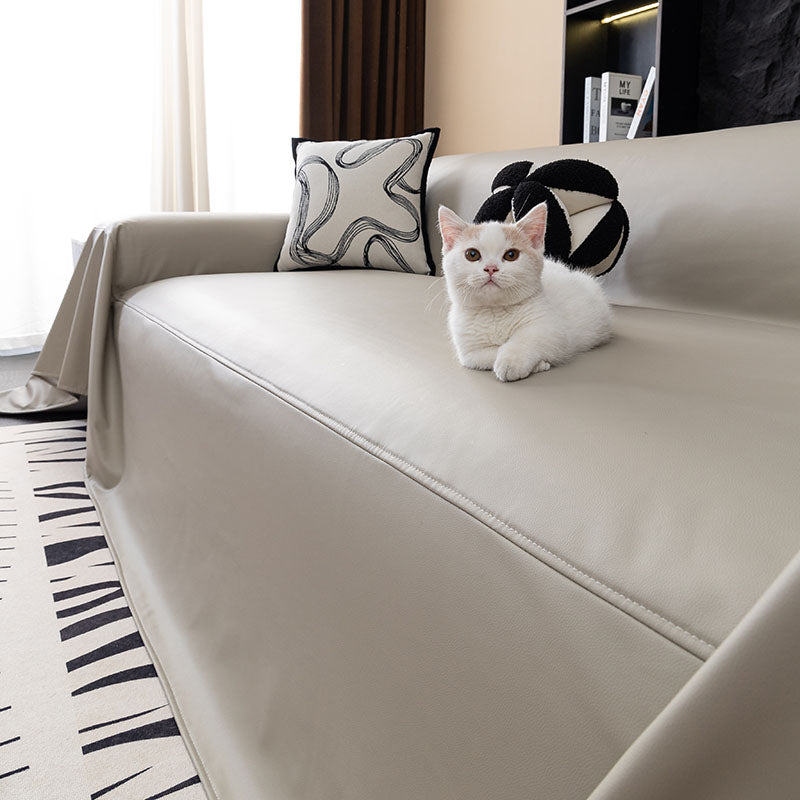 Jeté de Canapé en Simili Cuir Imperméable Beige