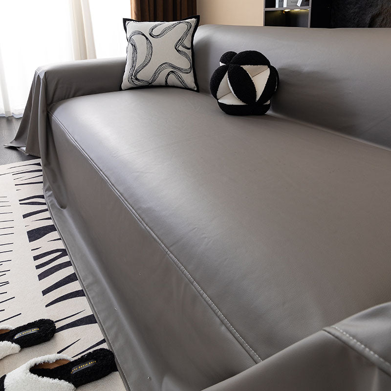 Jeté de Canapé en Simili Cuir Imperméable Gris