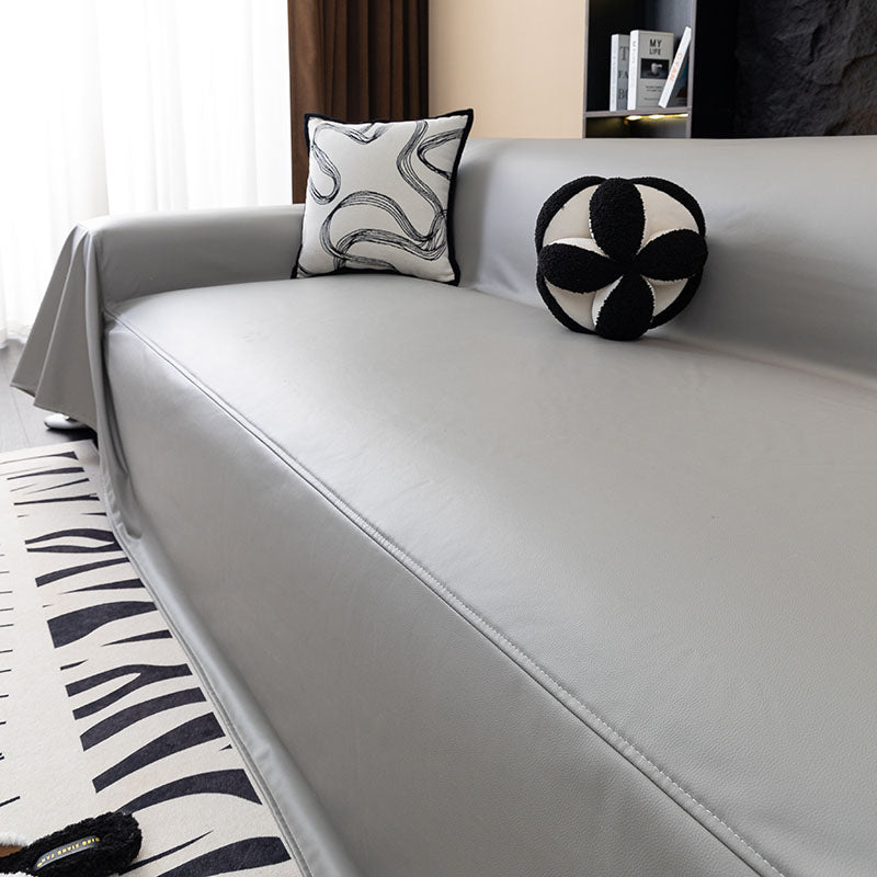 Jeté de Canapé en Simili Cuir Imperméable Gris Clair