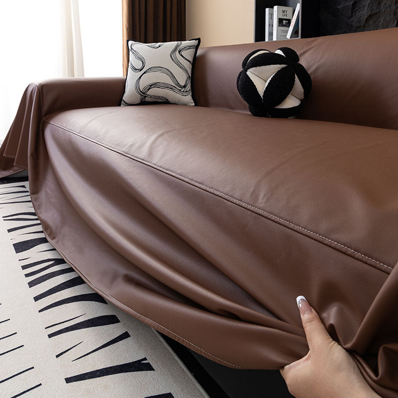 Jeté de Canapé en Simili Cuir Imperméable Marron