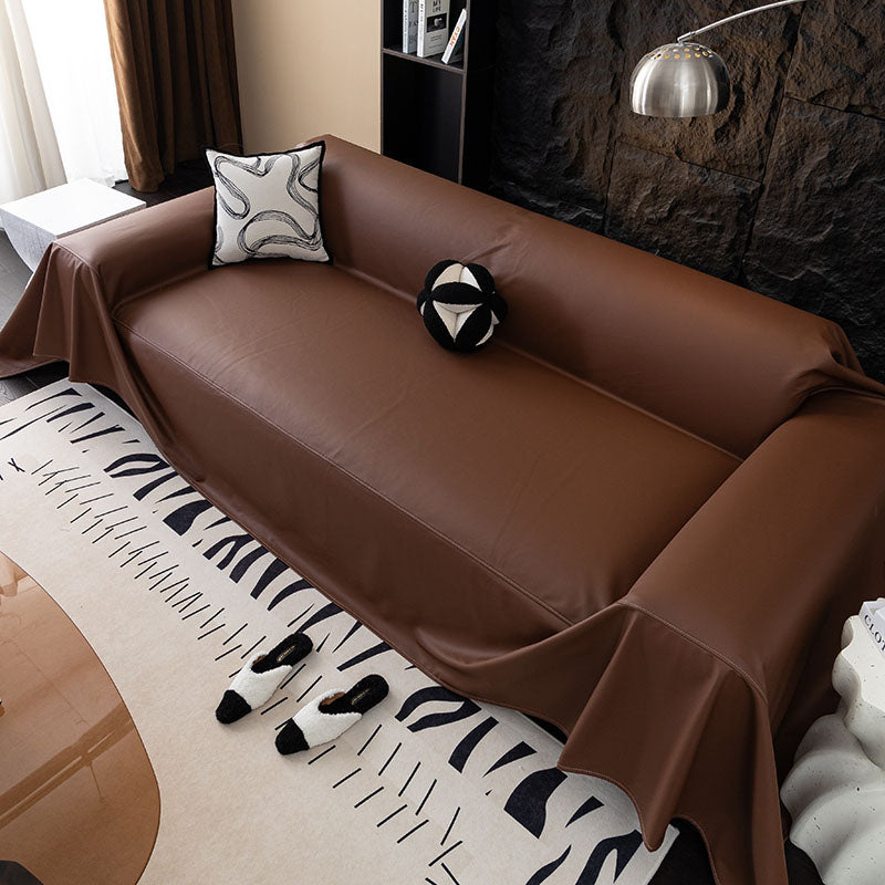 Jeté de Canapé en Simili Cuir Imperméable Marron