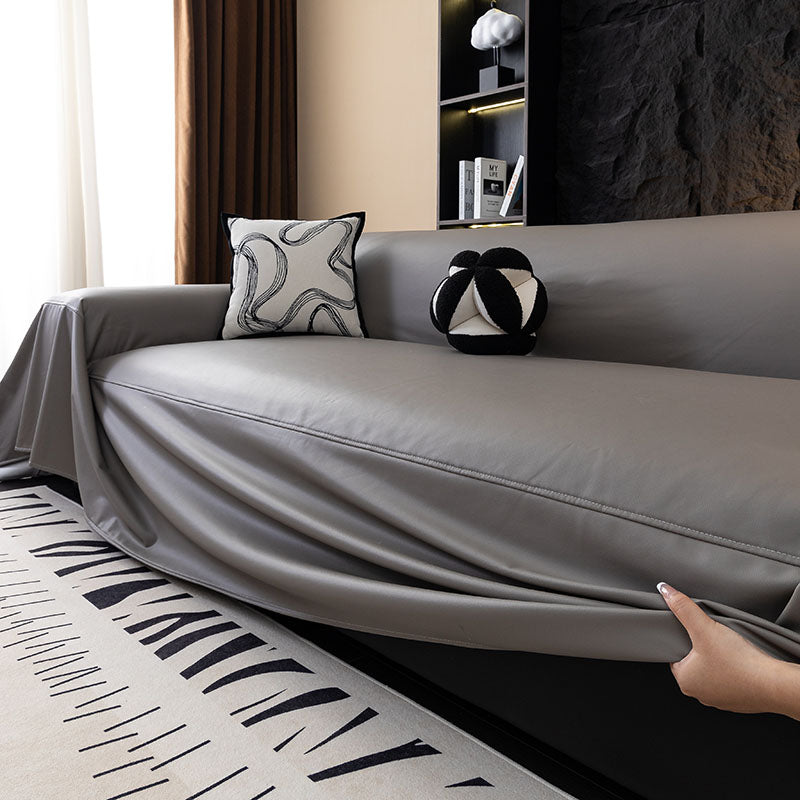 Jeté de Canapé en Simili Cuir Imperméable Gris