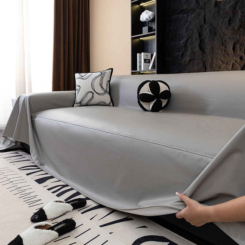 Jeté de Canapé en Simili Cuir Imperméable Gris Clair