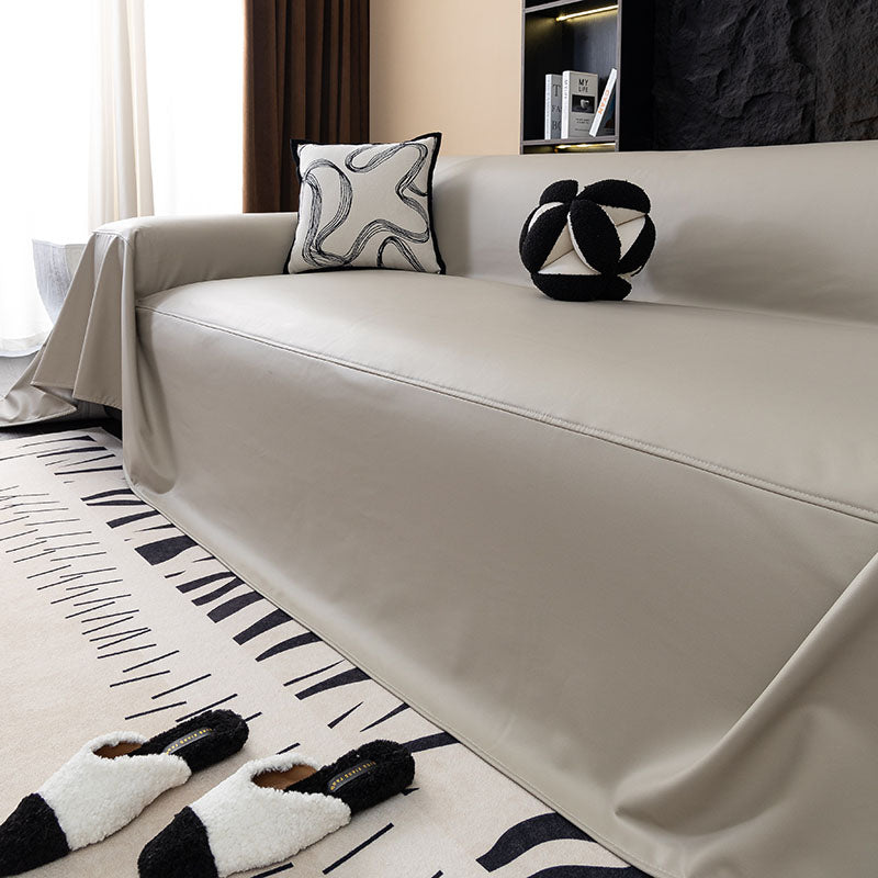 Jeté de Canapé en Simili Cuir Imperméable Beige