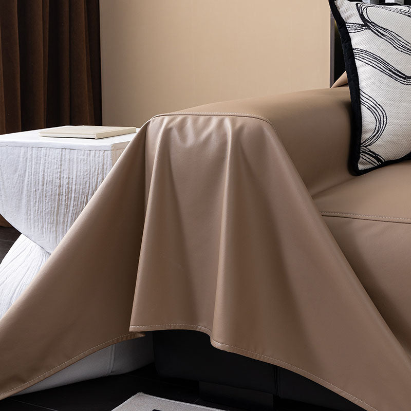 Jeté de Canapé en Simili Cuir Imperméable Marron Clair