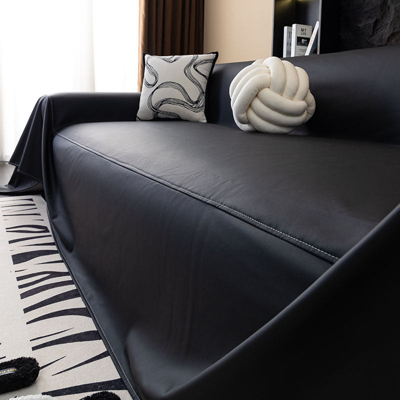 Jeté de Canapé en Simili Cuir Imperméable Noir
