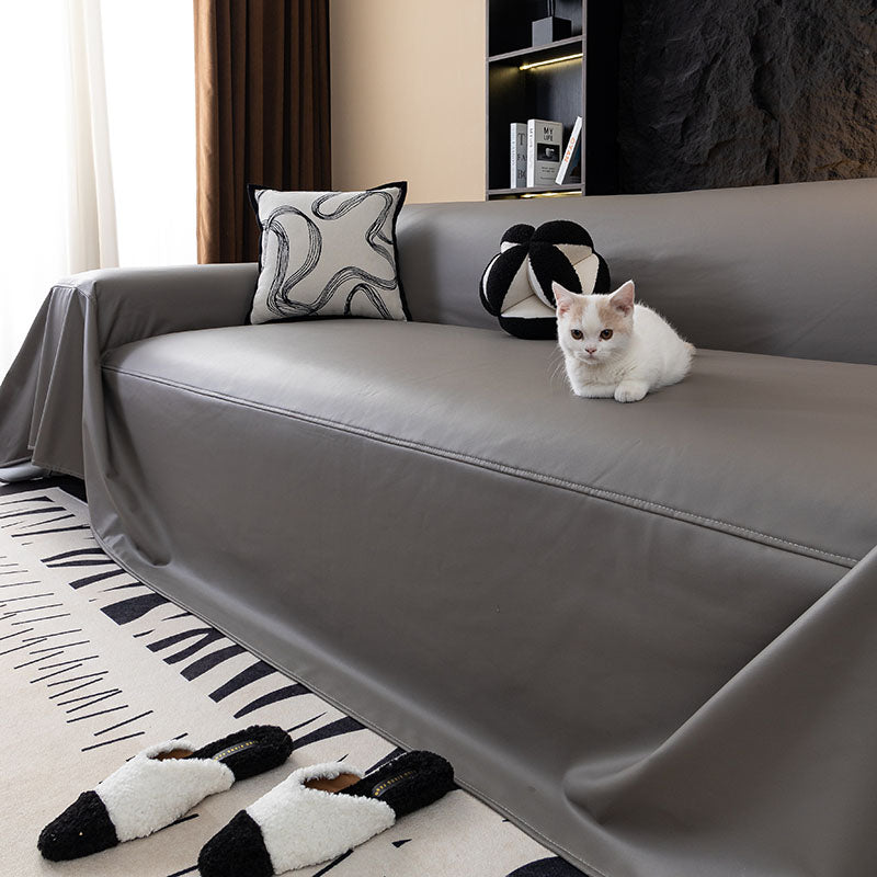 Jeté de Canapé en Simili Cuir Imperméable Gris