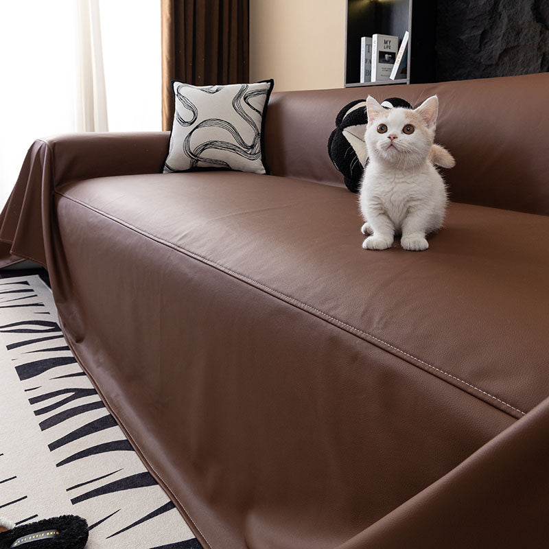 Jeté de Canapé en Simili Cuir Imperméable Marron