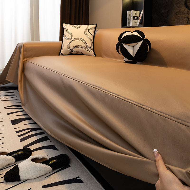 Jeté de Canapé en Simili Cuir Imperméable Marron Clair