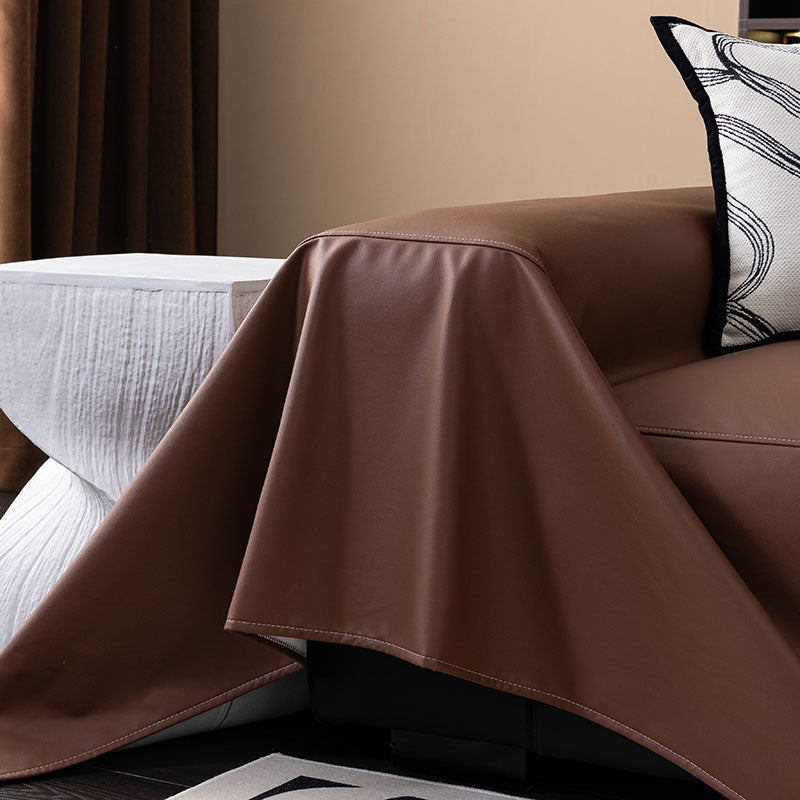 Jeté de Canapé en Simili Cuir Imperméable Marron