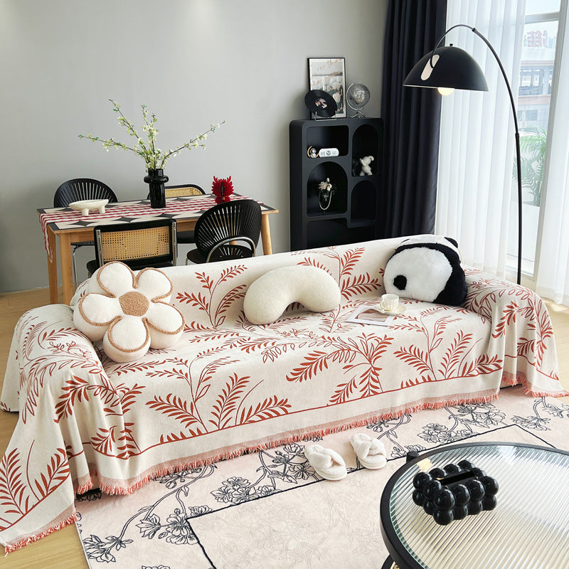 Jeté de Canapé Feuillage Douceur Orange