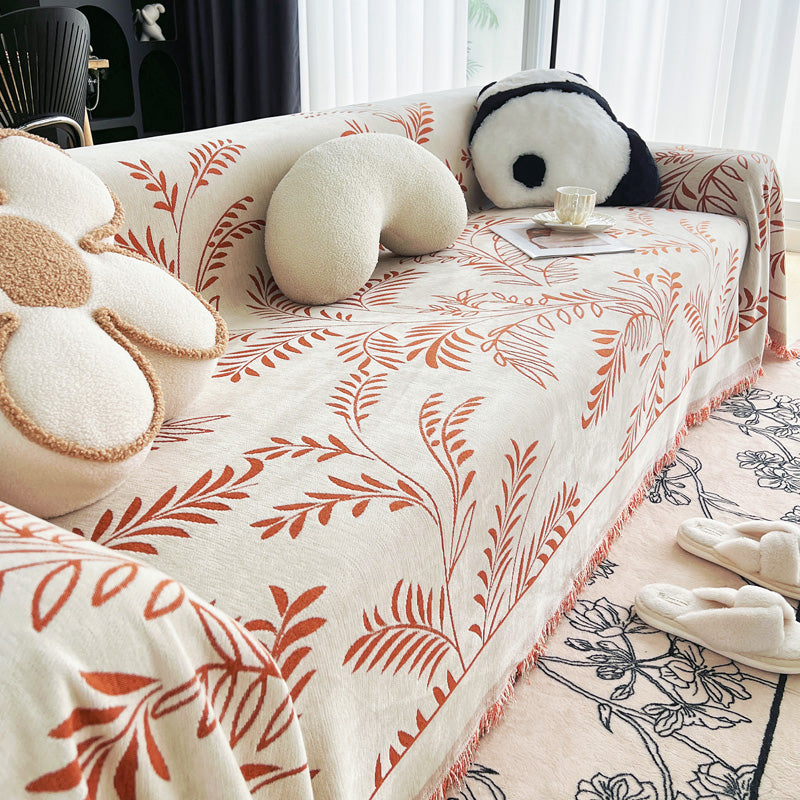 Jeté de Canapé Feuillage Douceur Orange