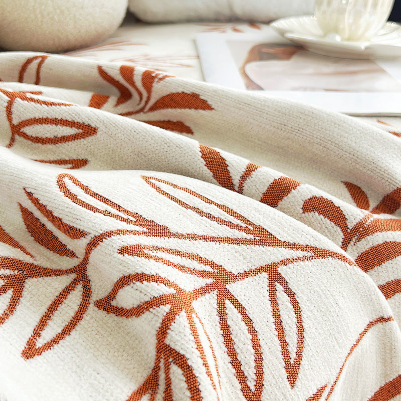 Jeté de Canapé Feuillage Douceur Orange