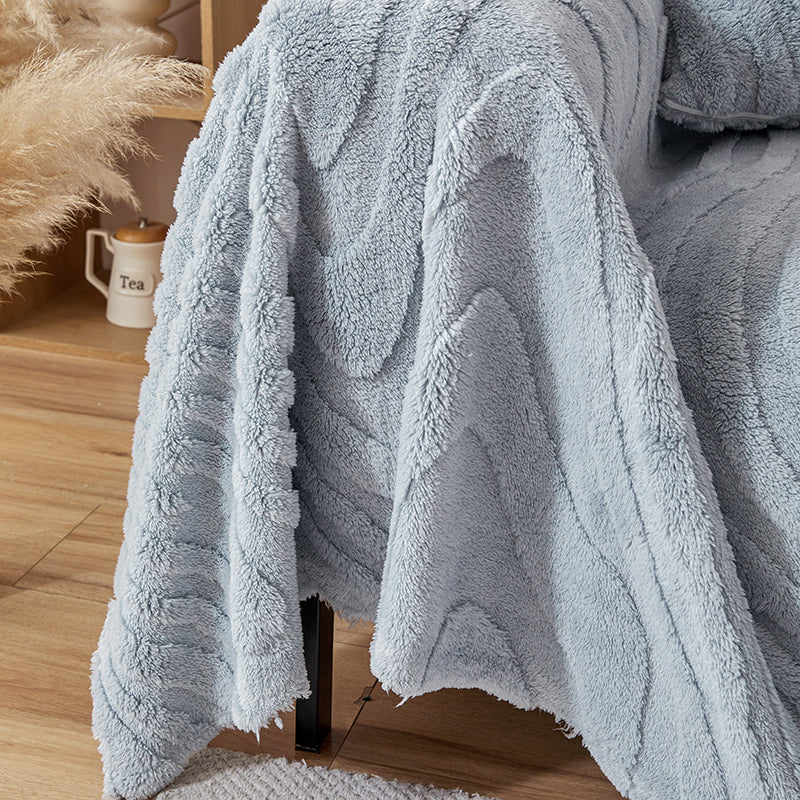 Jeté de Canapé Polaire Ondulations Bleu