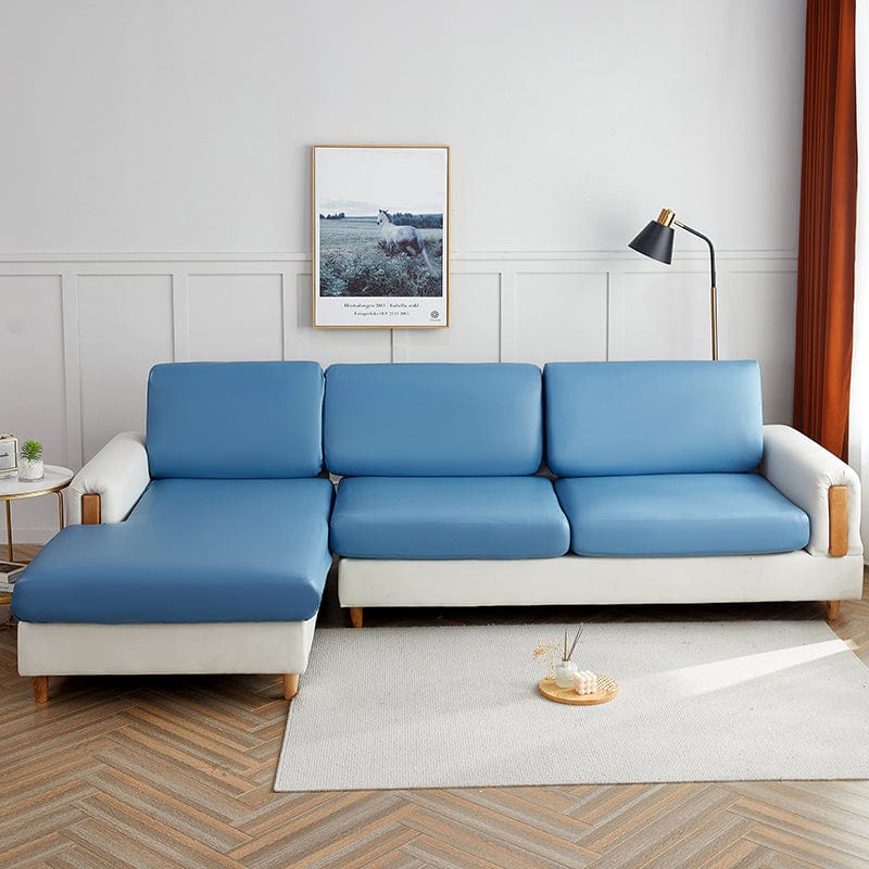 Bleu ciel - Housse en Simili cuir pour Coussins de Canapé La Maison des Housses