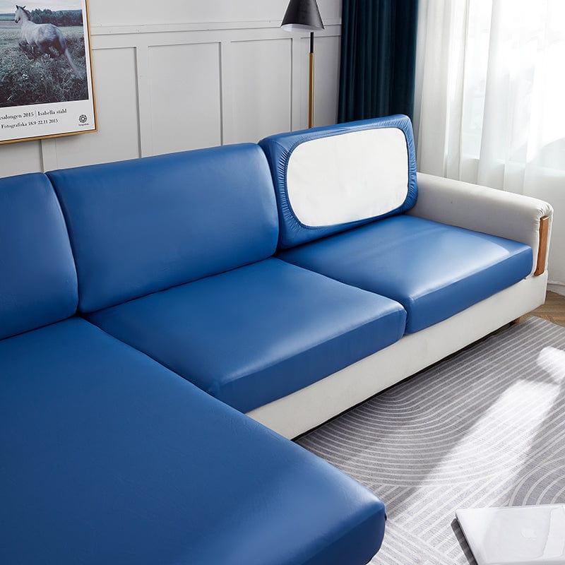 Bleu - Housse en Simili cuir pour Coussins de Canapé La Maison des Housses