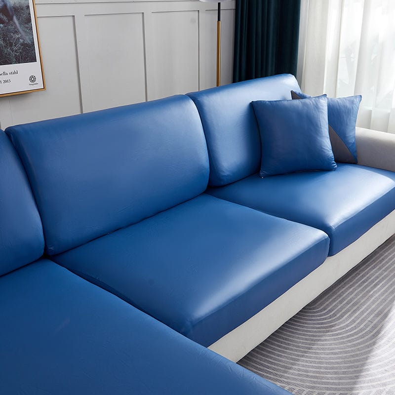 Bleu - Housse en Simili cuir pour Coussins de Canapé La Maison des Housses