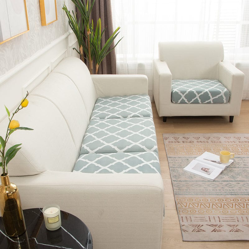 Housse pour coussin de canapé — Vert d'eau treillis