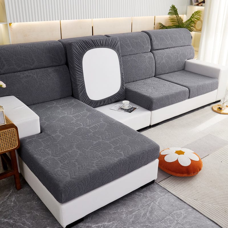 Gris - Housse polaire pour coussins de canapé - Motif Palmier La Maison des Housses