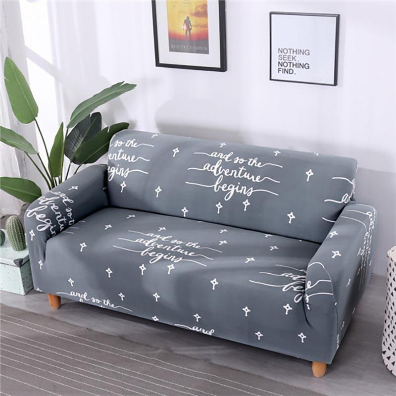 Housse de canapé extensible Gris lettrage