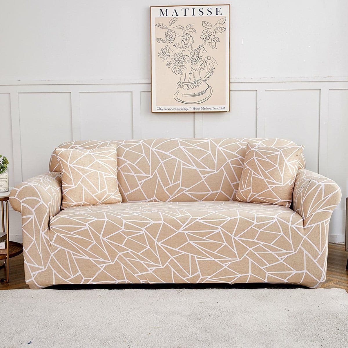 Housse de canapé extensible Beige graphique