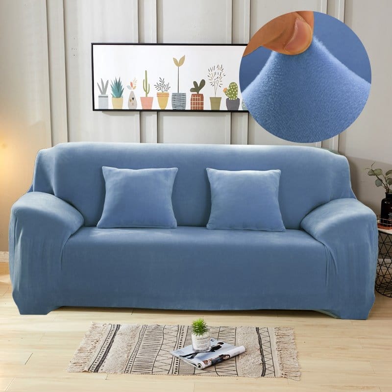 Housse de canapé en velours Bleu acier
