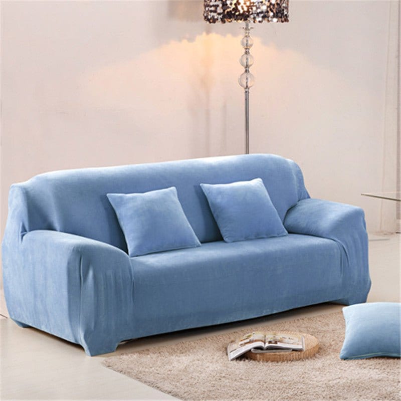 Housse de canapé en velours Bleu acier — vue 2