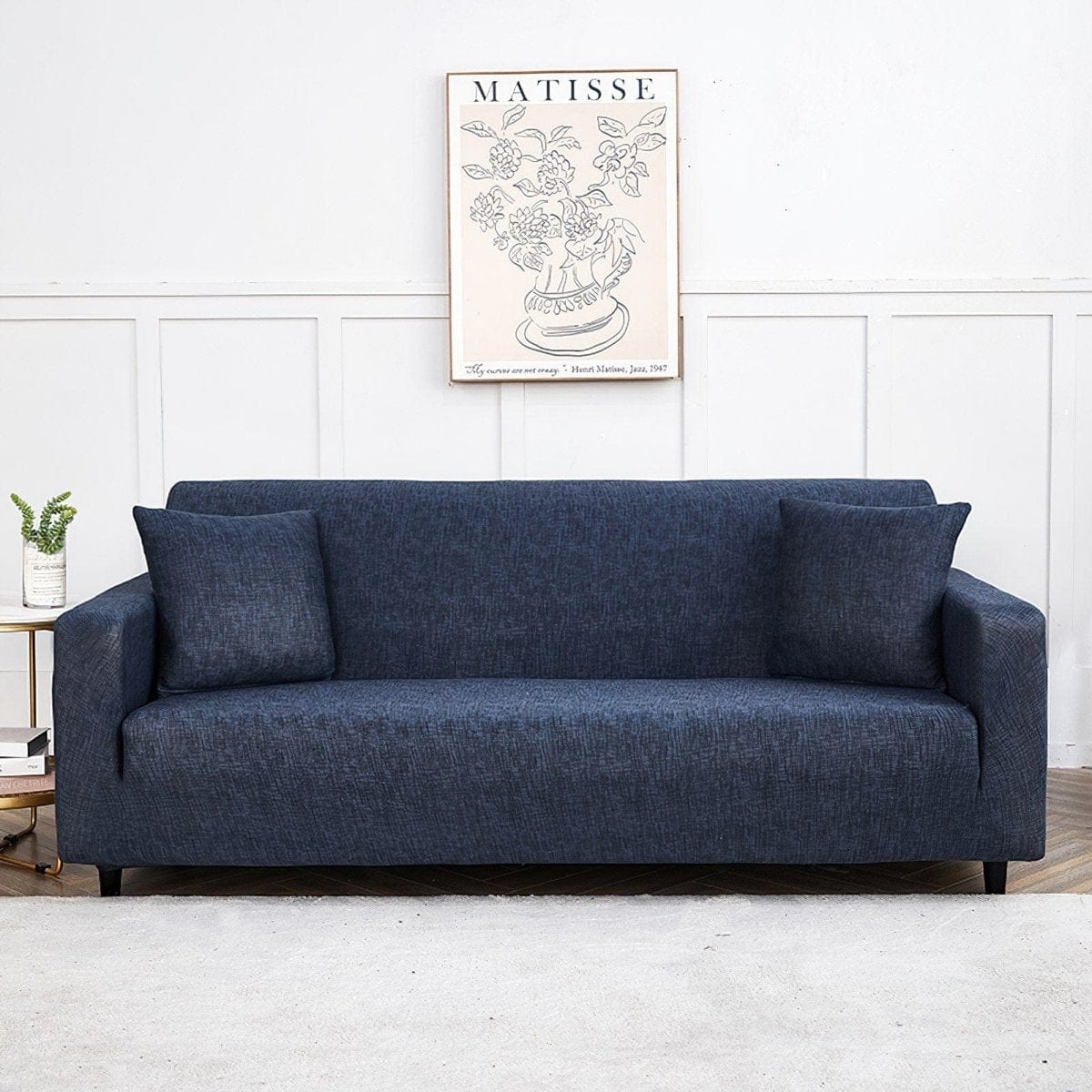 Housse de canapé extensible Bleu marine chiné