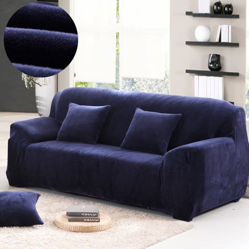 Housse de fauteuil en velours Bleu nuit