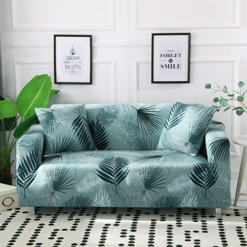 Housse de canapé extensible Vert palmes