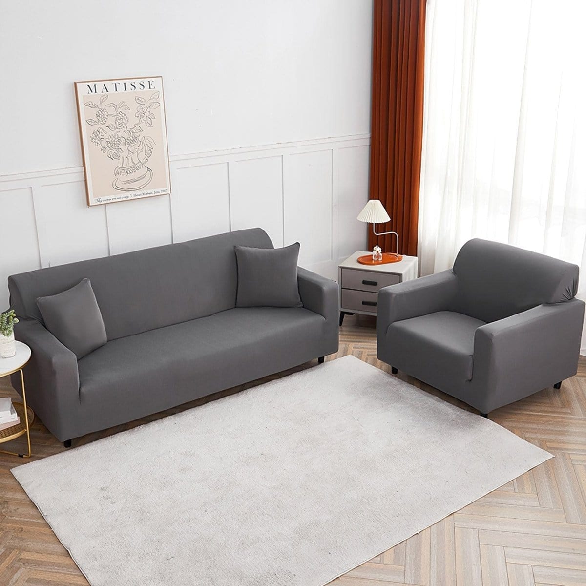 Housse canapé Gris anthracite - Housse de Fauteuil Extensible La Maison des Housses