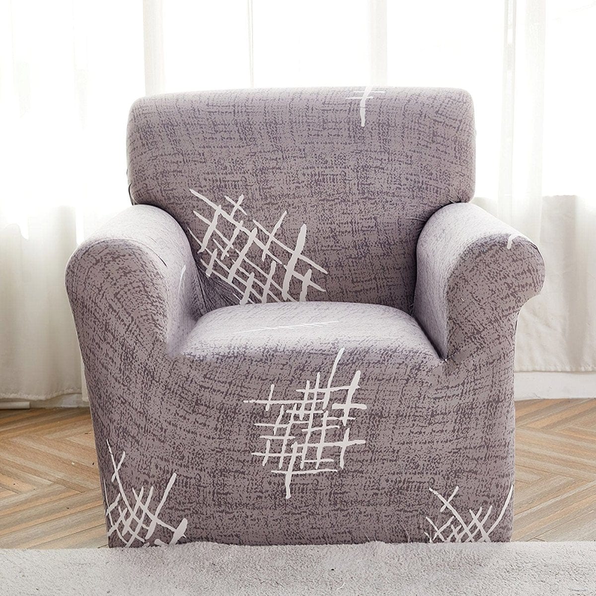 Housse de fauteuil extensible Gris croisillons
