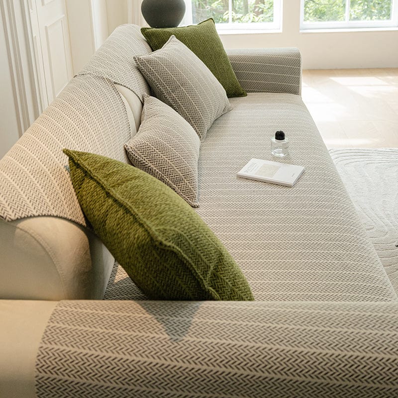 Housse canapé Gris - Housse de Canapé Antidérapante en Tissu Herringbone La Maison des Housses