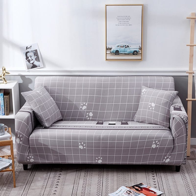 Housse de canapé extensible Gris pattes