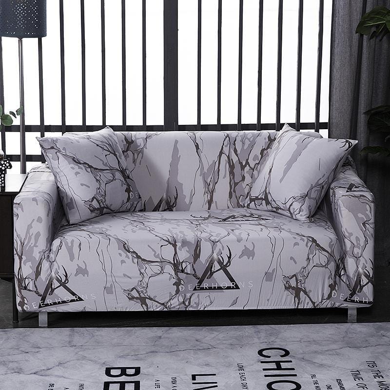 Housse de canapé extensible Blanc marbré