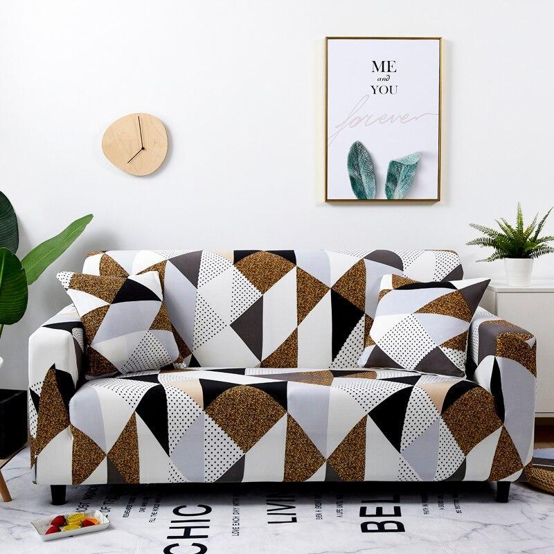 Housse de canapé extensible Patchwork brun et noir