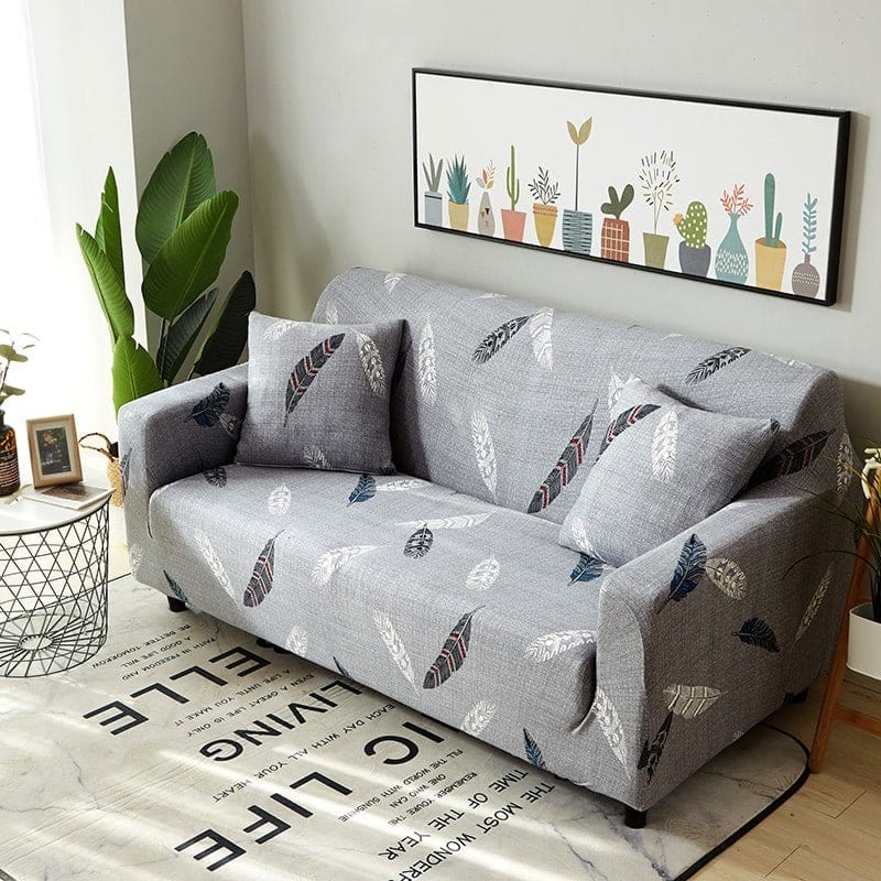 Housse de canapé extensible Gris plumes