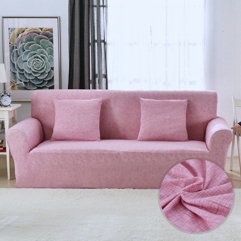 Housse de canapé extensible Rose poudré chiné