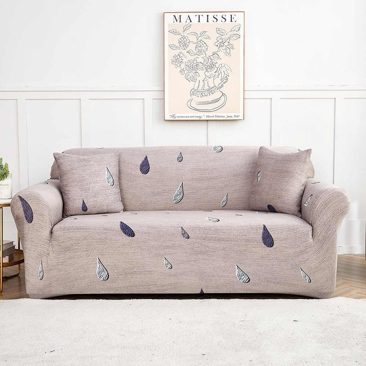 Housse de canapé extensible Beige gouttes