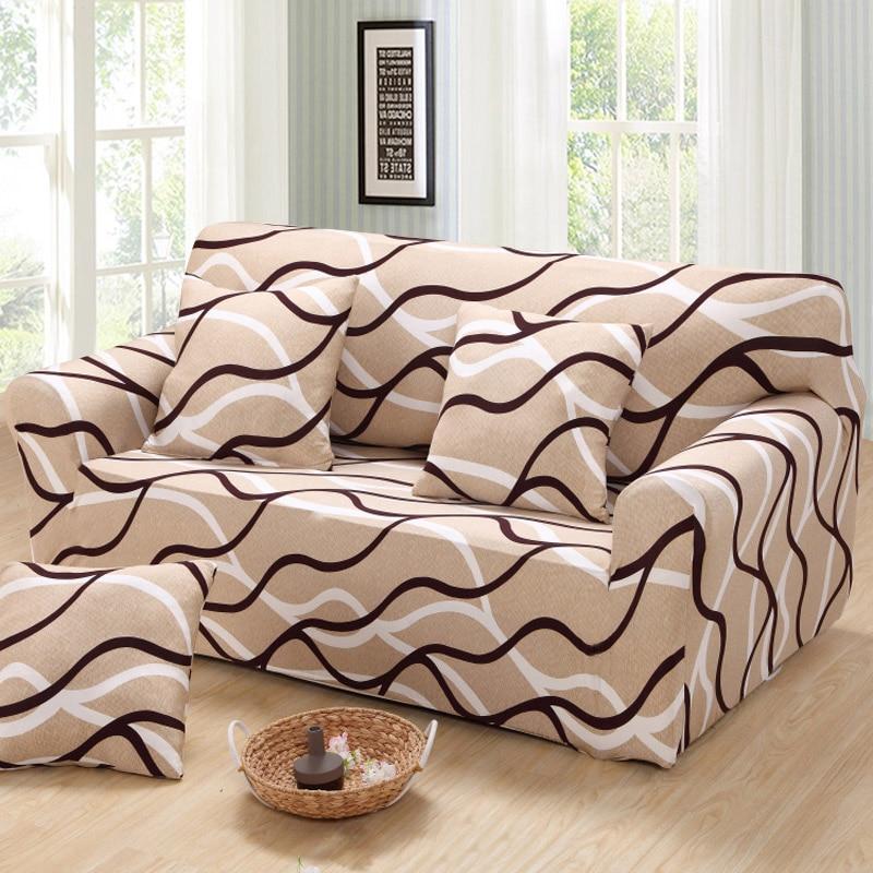Housse de canapé extensible Beige ondulations