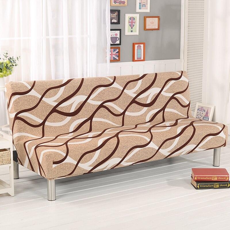 Housse de clic-clac extensible, Beige ondulations, posée sur un clic-clac