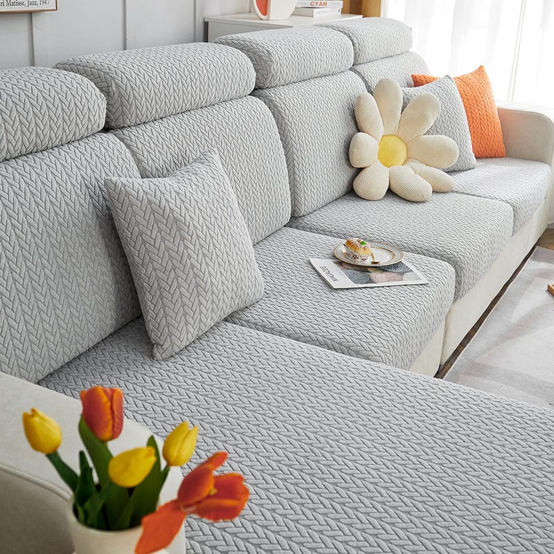 Housse coussin Gris clair Motif Wool - 1 pièce - Housses de Coussin 45x45cm La Maison des Housses