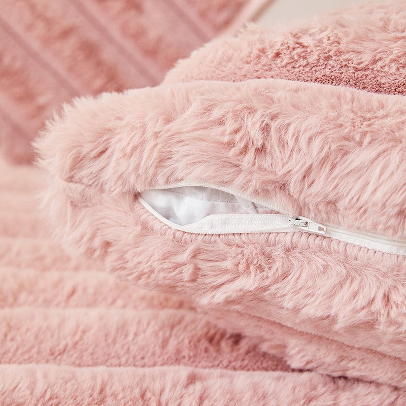 Housse coussin Rose - 1 pièce - Housses de coussin Luxe en Fausse Fourrure Épaisse La Maison des Housses