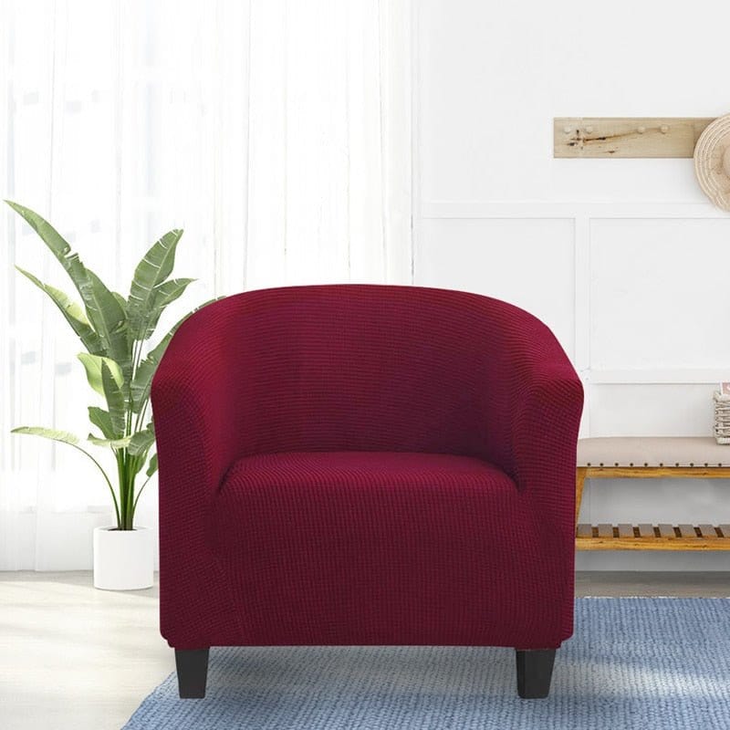 Housse de fauteuil cabriolet déperlante, Bordeaux profond, posée sur un fauteuil cabriolet