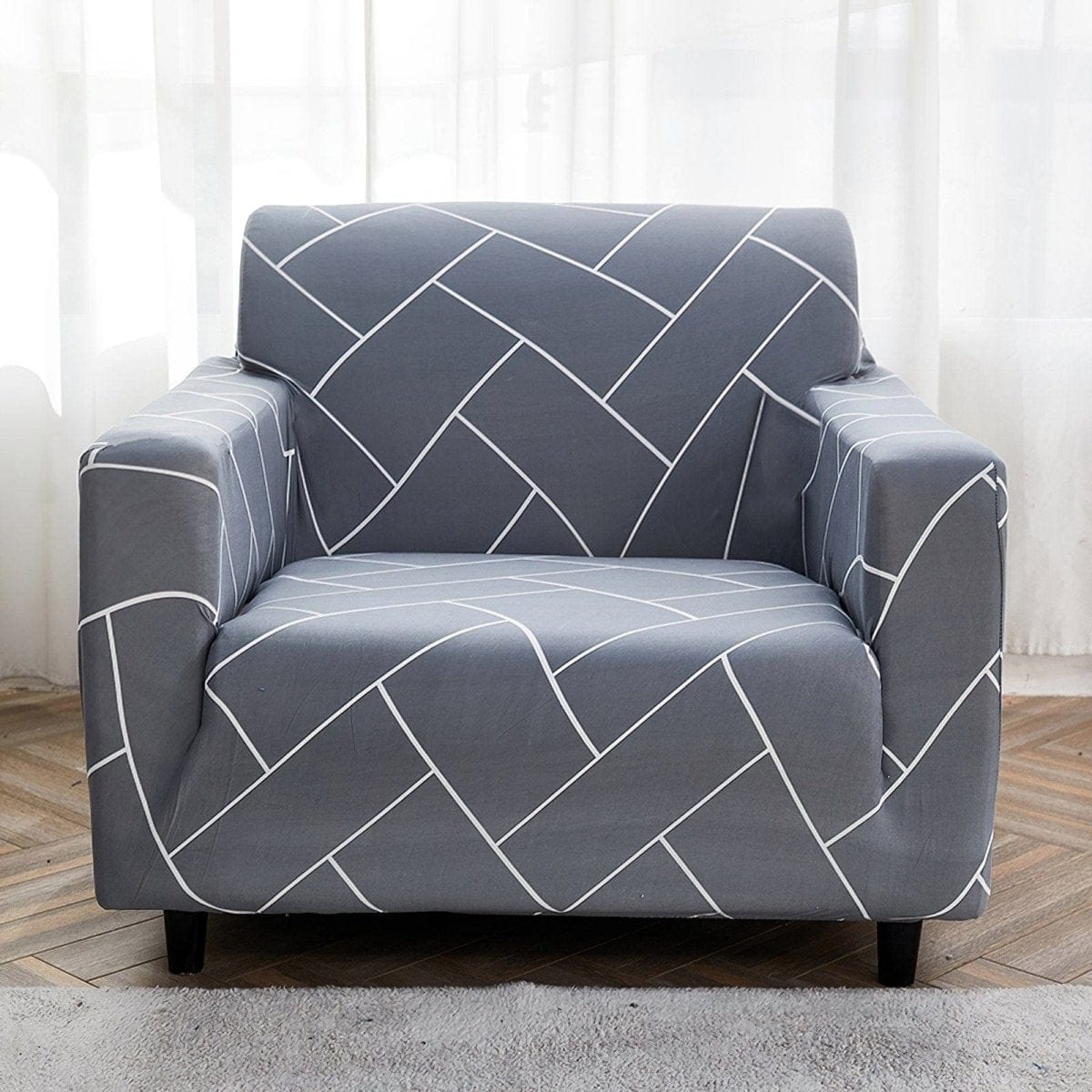 Housse de fauteuil extensible Gris chevrons