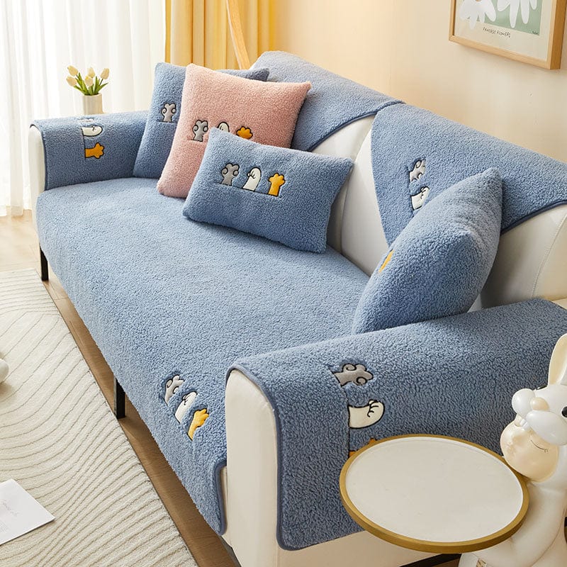 Housses de Canapés Bleu - Housse de Canapé Antidérapante Polaire La Maison des Housses