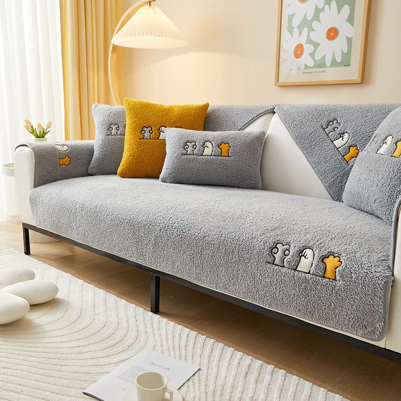 Housses de Canapés Gris - Housse de Canapé Antidérapante Polaire La Maison des Housses