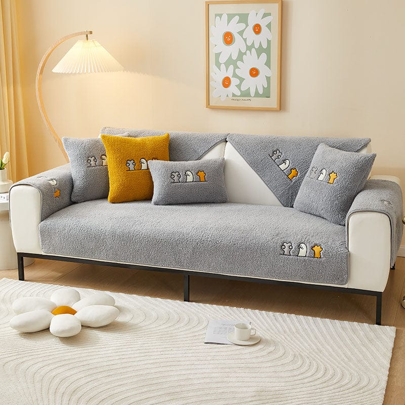 Housses de Canapés Gris - Housse de Canapé Antidérapante Polaire La Maison des Housses