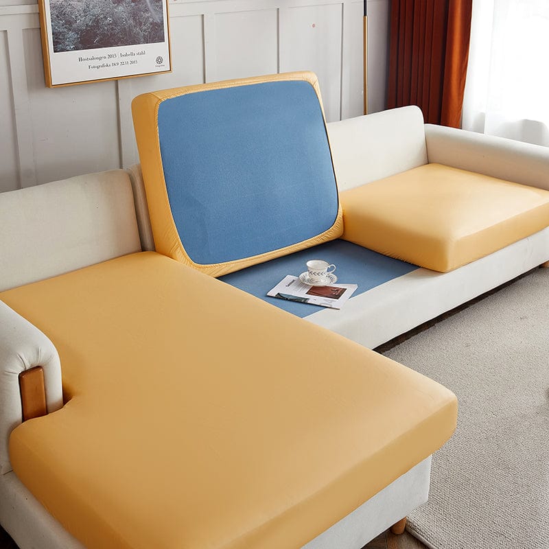 Jaune - Housse en Simili cuir pour Coussins de Canapé La Maison des Housses